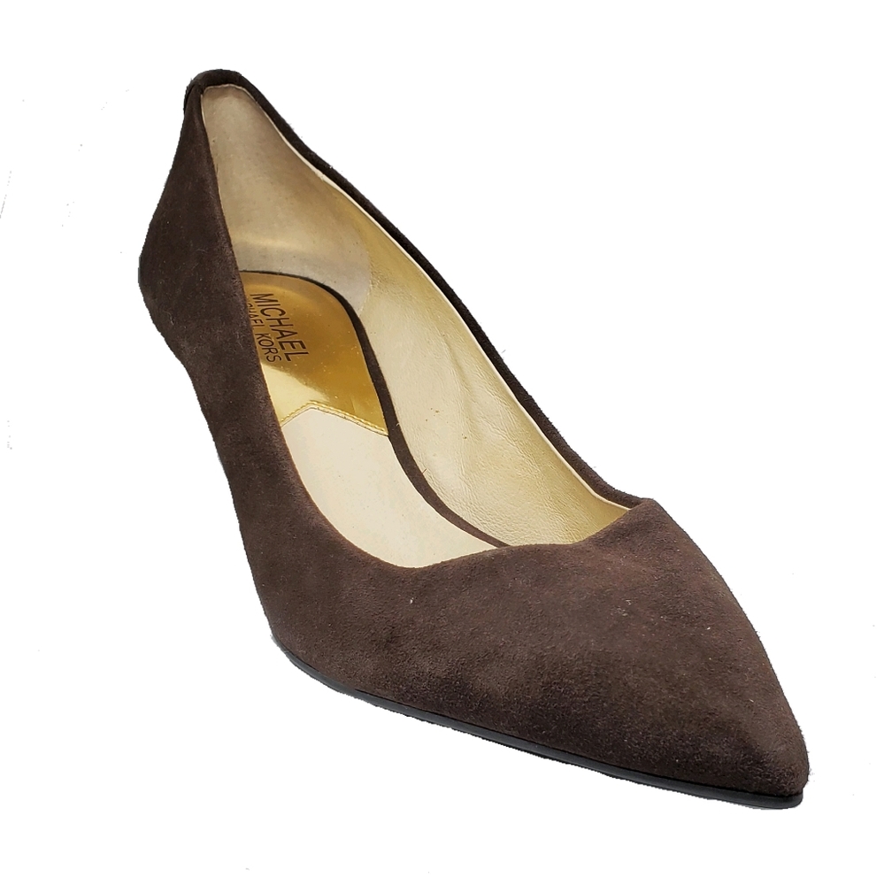 Michael Kors Brown Suede pointed toe kitten heels - Picture 2 of 6